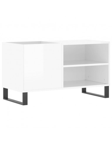 Mobile Porta Dischi Bianco Lucido 85x38x48 cm Legno Multistrato