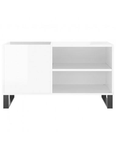 Mobile Porta Dischi Bianco Lucido 85x38x48 cm Legno Multistrato