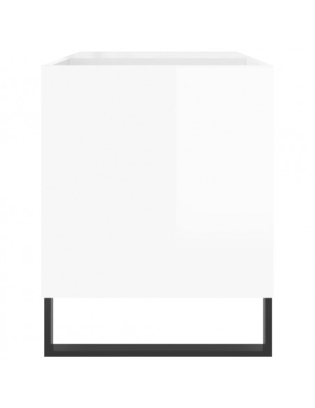 Mobile Porta Dischi Bianco Lucido 85x38x48 cm Legno Multistrato