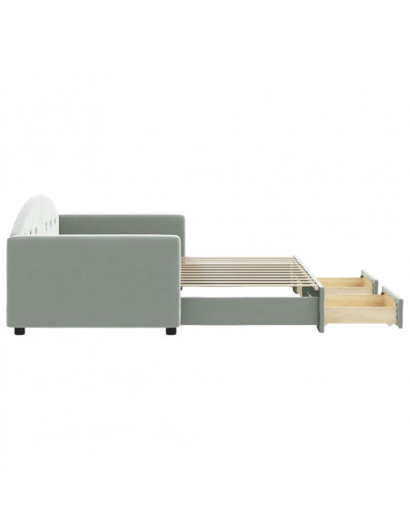 Divano Letto Estraibile Cassetti Grigio Chiaro 90x200cm Velluto