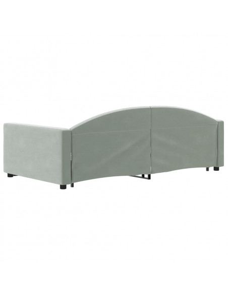 Divano Letto Estraibile Cassetti Grigio Chiaro 90x200cm Velluto