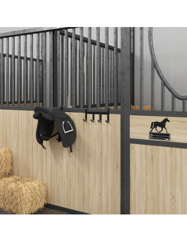 Supporto Briglie con 4 Ganci Nero in Acciaio