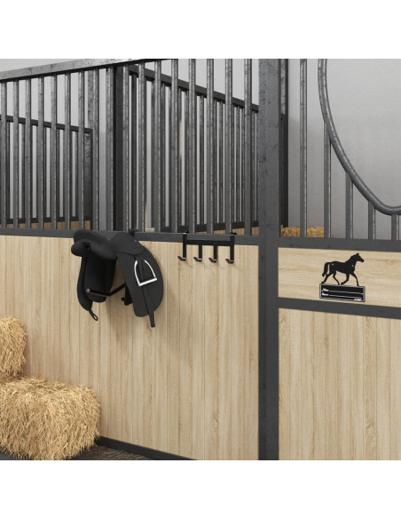 Supporto Briglie con 4 Ganci Nero in Acciaio