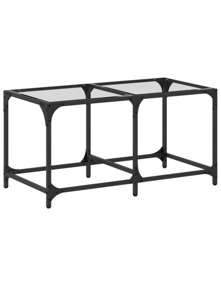 Tavolini con Piano Vetro Trasparente 2 pz 78,5x40x40 cm Acciaio