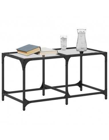 Tavolini con Piano Vetro Trasparente 2 pz 78,5x40x40 cm Acciaio