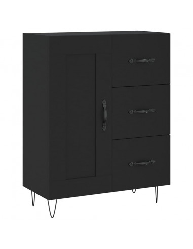 Credenza Nera 69,5x34x180 cm in Legno Multistrato