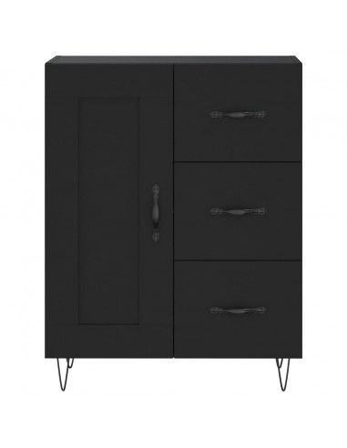 Credenza Nera 69,5x34x180 cm in Legno Multistrato