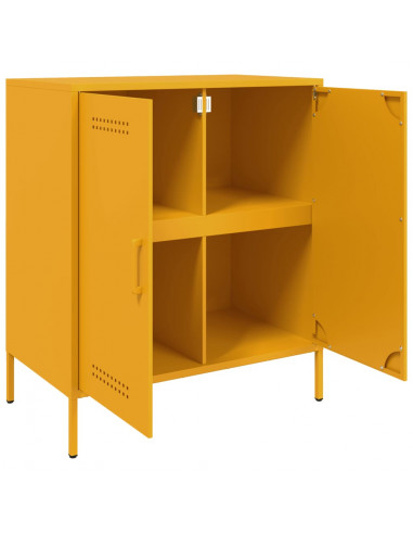 Credenza Giallo Senape 68x39x79 cm in Acciaio