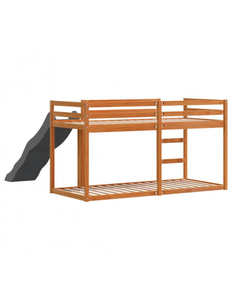 Letto Castello Scivolo Scala Marrone Cera 90x190 cm Legno Pino