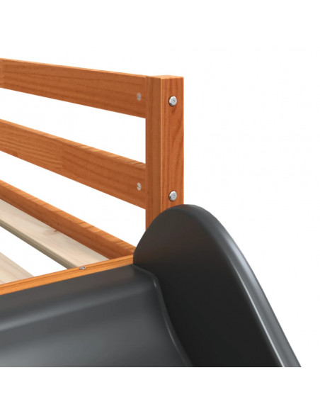 Letto Castello Scivolo Scala Marrone Cera 90x190 cm Legno Pino