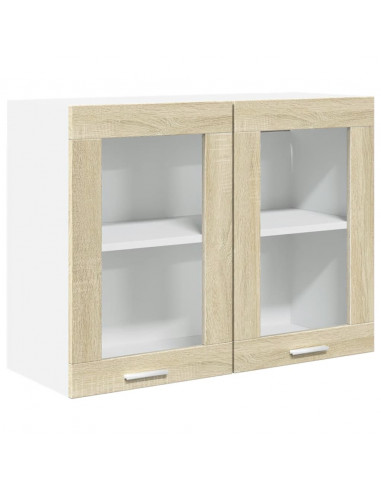 Mobile Pensile Vetro Rovere Sonoma 80x31x60cm Legno Multistrato