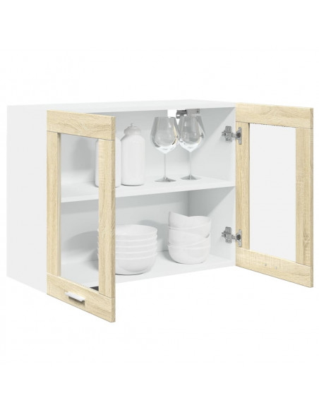 Mobile Pensile Vetro Rovere Sonoma 80x31x60cm Legno Multistrato