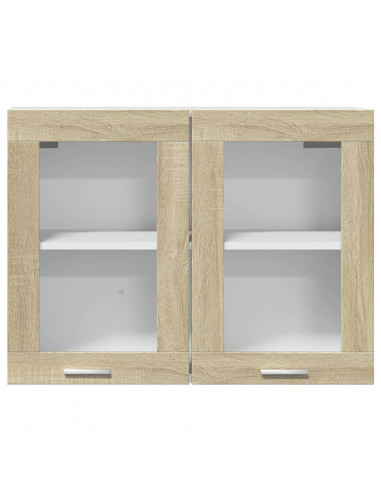 Mobile Pensile Vetro Rovere Sonoma 80x31x60cm Legno Multistrato