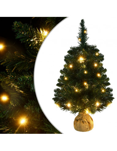 Albero di Natale Preilluminato con Palline Verde 60 cm