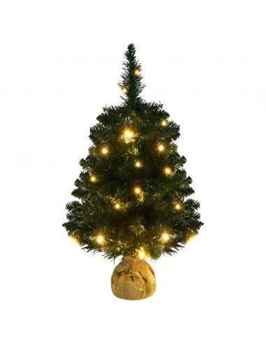 Albero di Natale Preilluminato con Palline Verde 60 cm