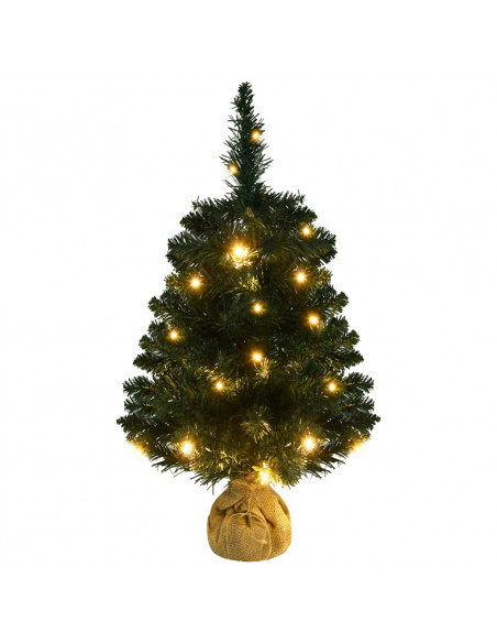 Albero di Natale Preilluminato con Palline Verde 60 cm