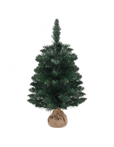 Albero di Natale Preilluminato con Palline Verde 60 cm