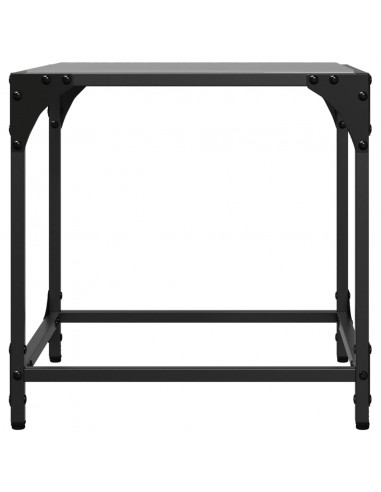 Tavolini da Salotto con Piano Vetro Nero 2pz 40x40x40cm Acciaio