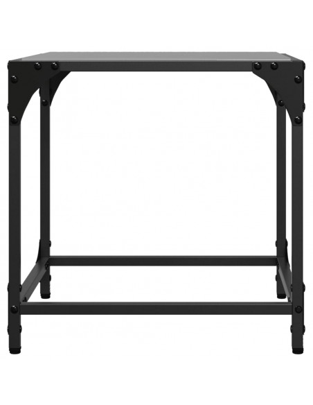 Tavolini da Salotto con Piano Vetro Nero 2pz 40x40x40cm Acciaio