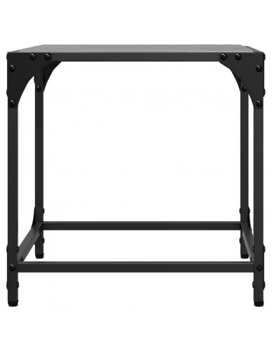 Tavolini da Salotto con Piano Vetro Nero 2pz 40x40x40cm Acciaio