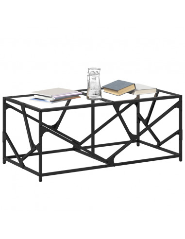 Tavolini con Piano Vetro Trasparente 2 pz 98,5x50x41cm Acciaio