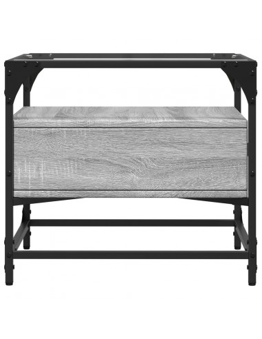 Tavolino con Piano in Vetro Grigio Sonoma 50x50x45 cm Acciaio