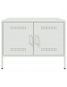 Tavolino Bianco 68x50x50,5 cm in Acciaio Laminato a Freddo 2