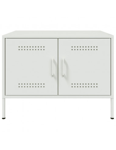 Tavolino Bianco 68x50x50,5 cm in Acciaio Laminato a Freddo