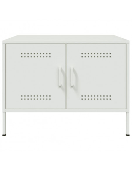 Tavolino Bianco 68x50x50,5 cm in Acciaio Laminato a Freddo