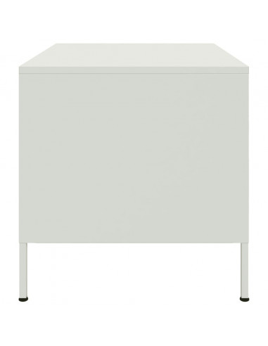 Tavolino Bianco 68x50x50,5 cm in Acciaio Laminato a Freddo