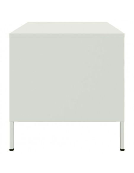 Tavolino Bianco 68x50x50,5 cm in Acciaio Laminato a Freddo