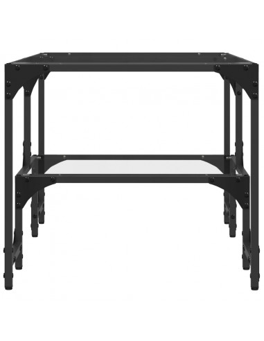Tavolini con Piano Vetro Trasparente 2 pz 98,5x50x45 cm Acciaio