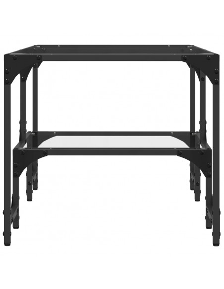 Tavolini con Piano Vetro Trasparente 2 pz 98,5x50x45 cm Acciaio