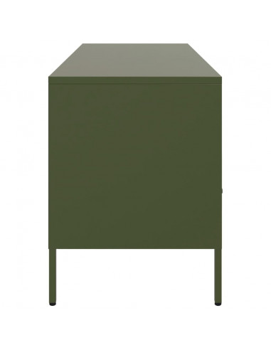 Mobile TV Verde Oliva 100,5x39x50,5cm Acciaio Laminato a Freddo