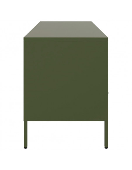 Mobile TV Verde Oliva 100,5x39x50,5cm Acciaio Laminato a Freddo