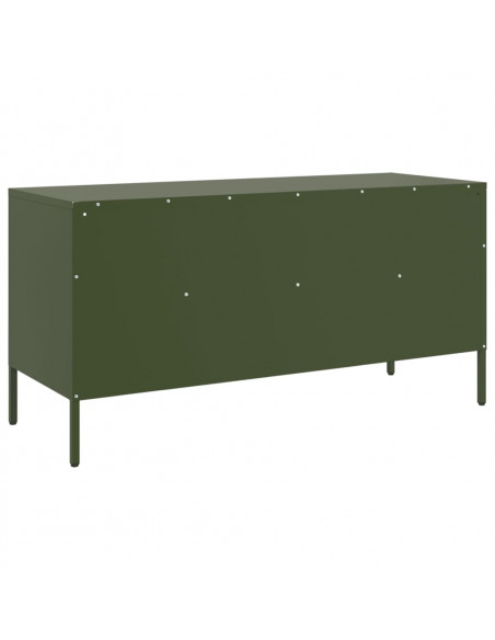 Mobile TV Verde Oliva 100,5x39x50,5cm Acciaio Laminato a Freddo