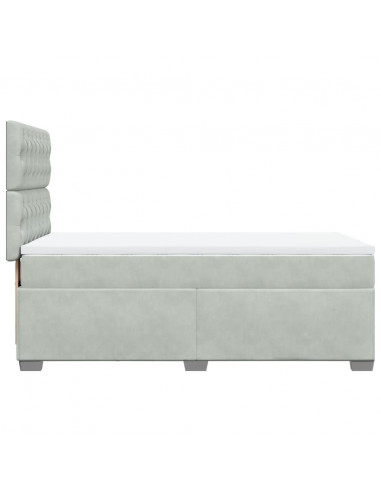 Giroletto a Molle con Materasso Grigio Chiaro 100x200cm Velluto