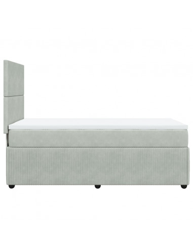 Giroletto a Molle con Materasso Grigio Chiaro 90x190 cm Velluto