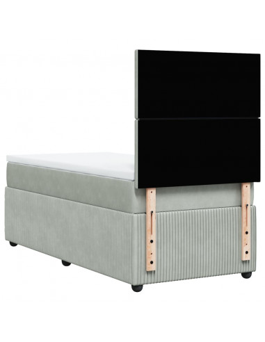 Giroletto a Molle con Materasso Grigio Chiaro 90x190 cm Velluto