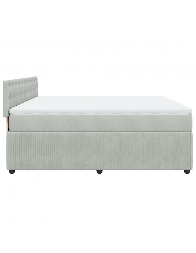 Giroletto a Molle con Materasso Grigio Chiaro 180x200cm Velluto