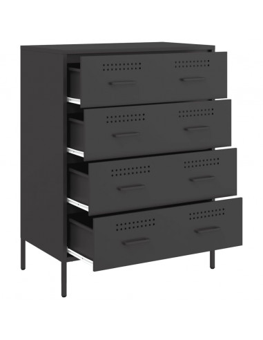 Credenza Nera 68x39x89 cm in Acciaio