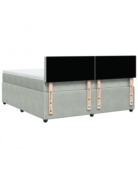 Giroletto a Molle con Materasso Grigio Chiaro 180x200cm Velluto