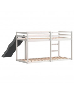 Letto a Castello Scivolo e Scala Bianco 90x190 cm Legno di Pino 2