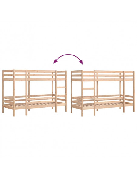 Letto a Castello 80x200 cm in Legno Massello di Pino