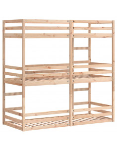 Letto a Castello Triplo 90x190 cm in Legno Massello di Pino 2