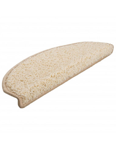 Tappetini per scale 10 pz 65x21x4 cm Crema Semicircolari Grandi