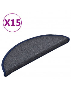 Tappetini per Scale 15 pz Grigio Scuro e Blu 56x17x3 cm 2