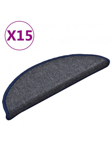 Tappetini per Scale 15 pz Grigio Scuro e Blu 56x17x3 cm