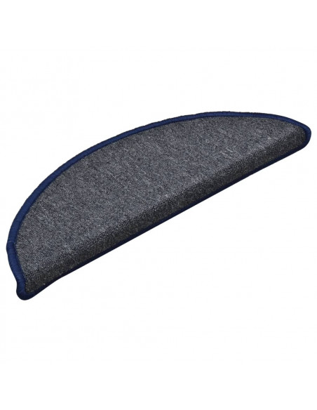 Tappetini per Scale 15 pz Grigio Scuro e Blu 56x17x3 cm