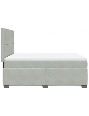 Giroletto a Molle con Materasso Grigio Chiaro 140x190cm Velluto